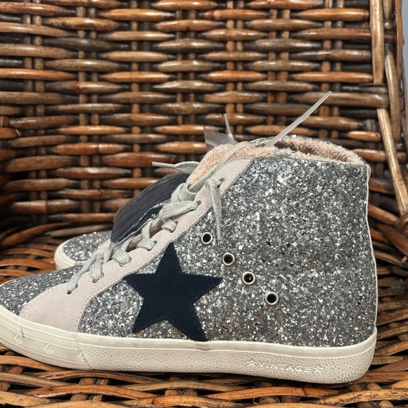 Vintage Havana NWT  Silver Glitter High-Top Sneakers - Picture 10 of 11